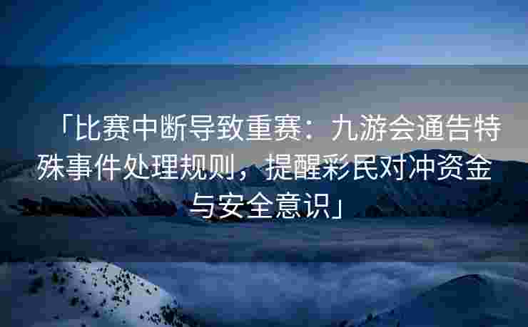 「比赛中断导致重赛：九游会通告特殊事件处理规则，提醒彩民对冲资金与安全意识」